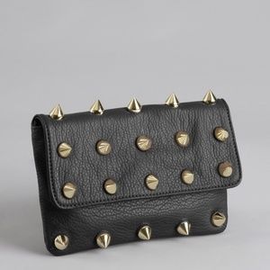 Deux Lux Empire black spiked faux leather clutch